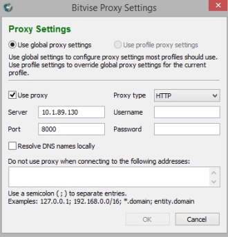 proxy setting bitvise
